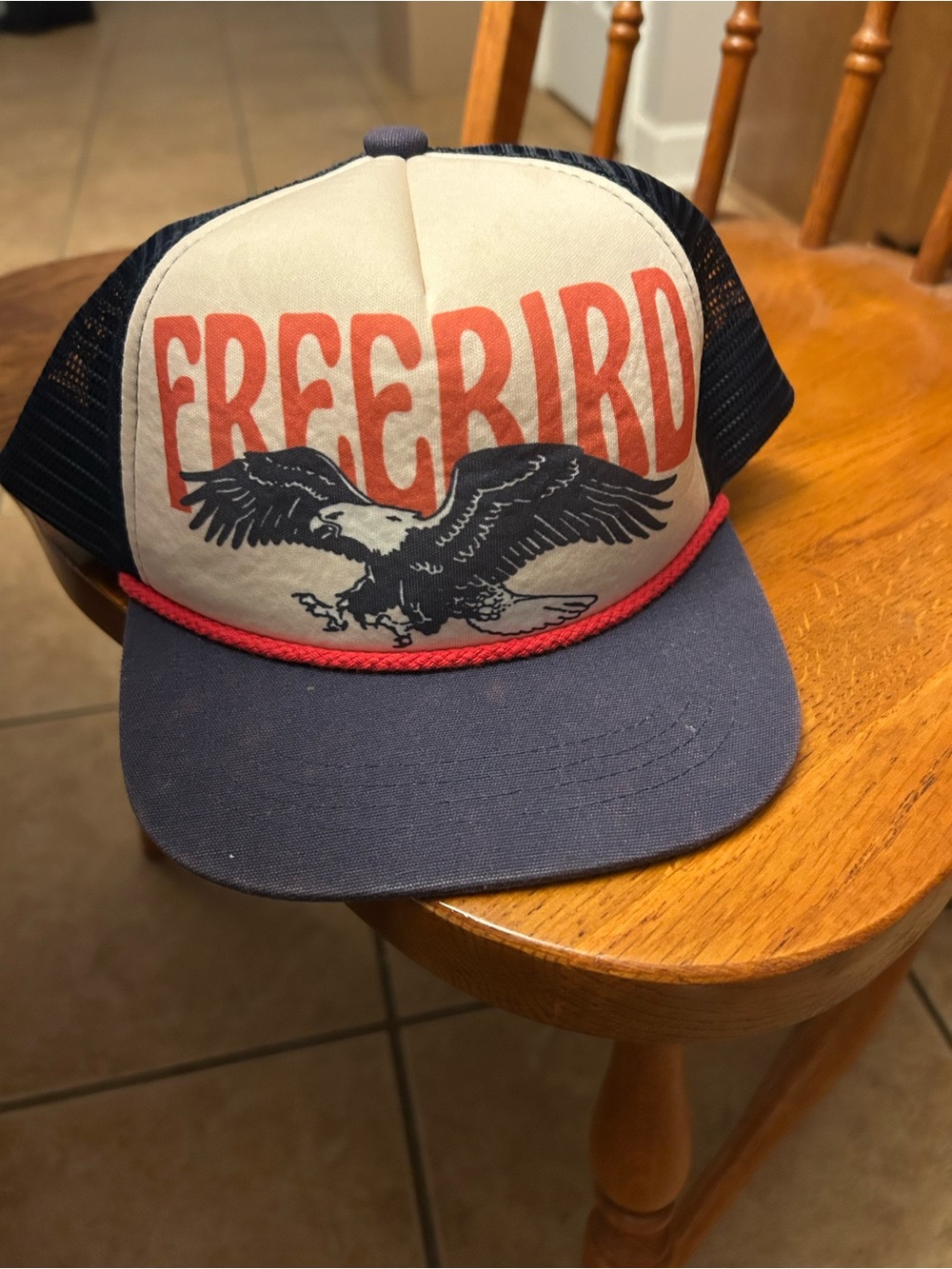 freebird Navy, Cream & Red Trucker Hat with Eagle Graphic